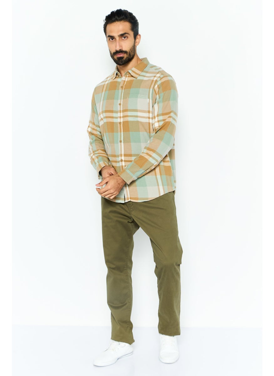 Men Regular Fit Plaid Long Sleeve Casual Shirt, Green