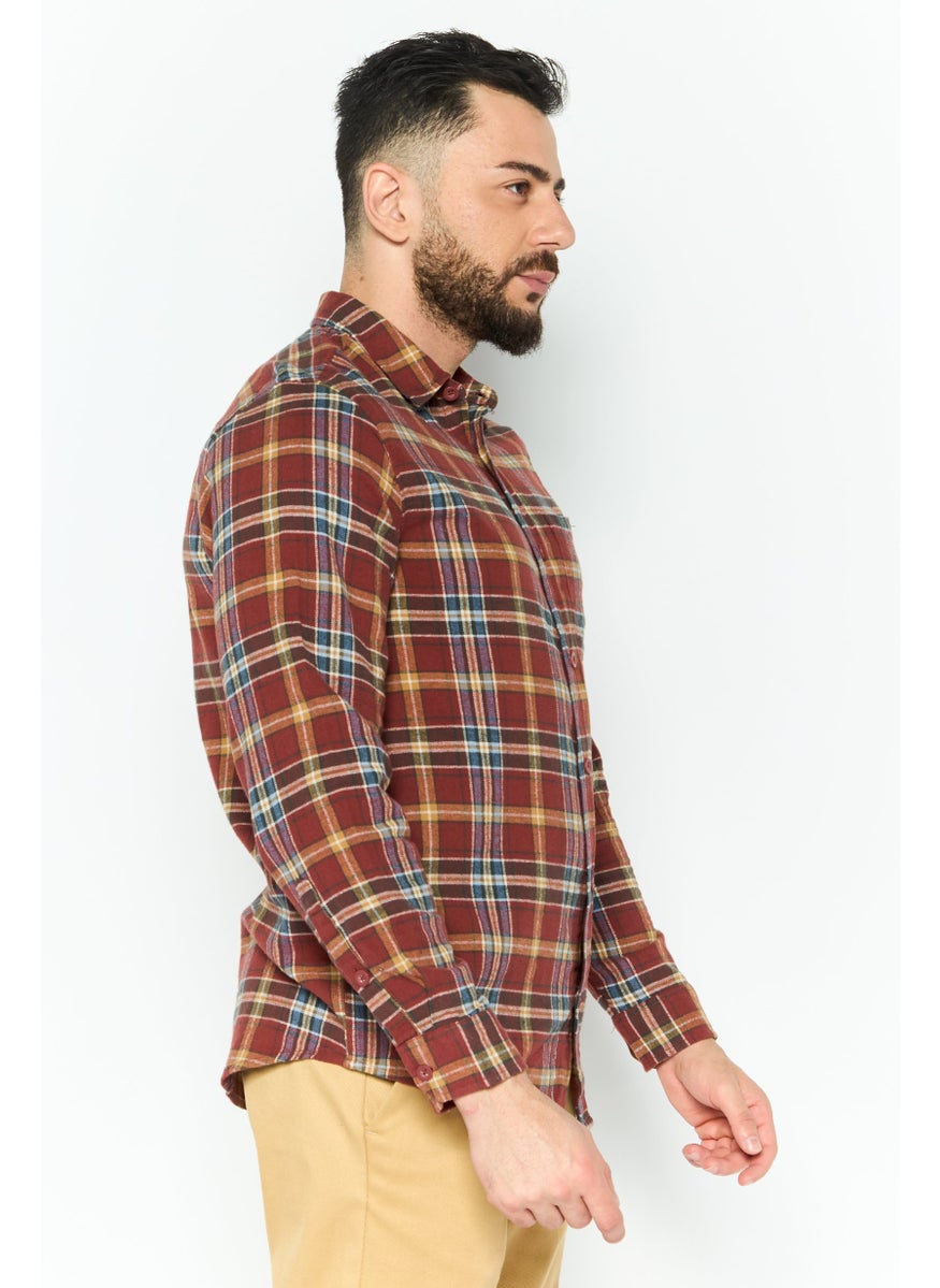 Men Regular Fit Long Sleeves Plaid Casual Shirt, Multicolor