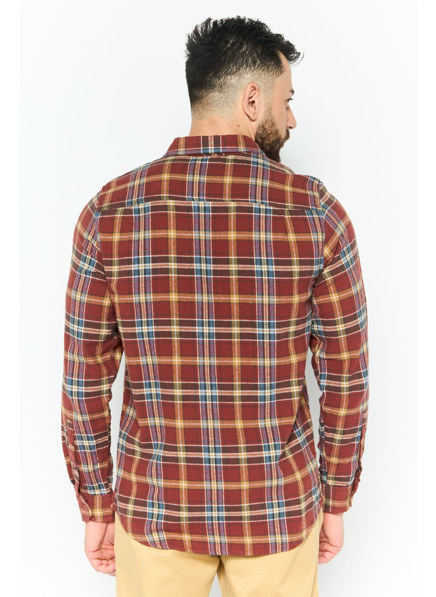 Men Regular Fit Long Sleeves Plaid Casual Shirt, Multicolor