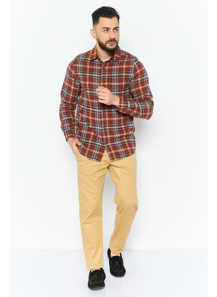 Men Regular Fit Long Sleeves Plaid Casual Shirt, Multicolor