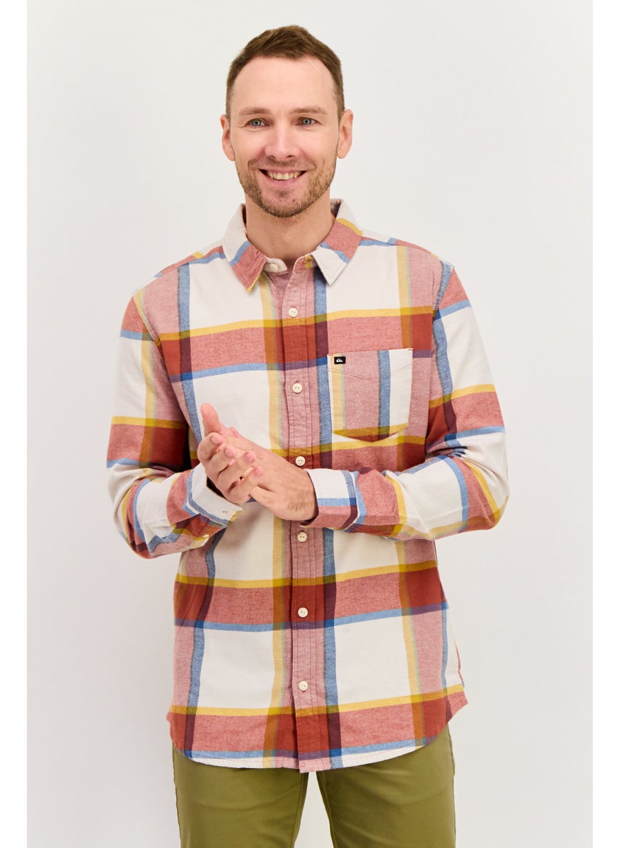 Men Regular Fit Plaid Long Sleeves Casual Shirt, Brown