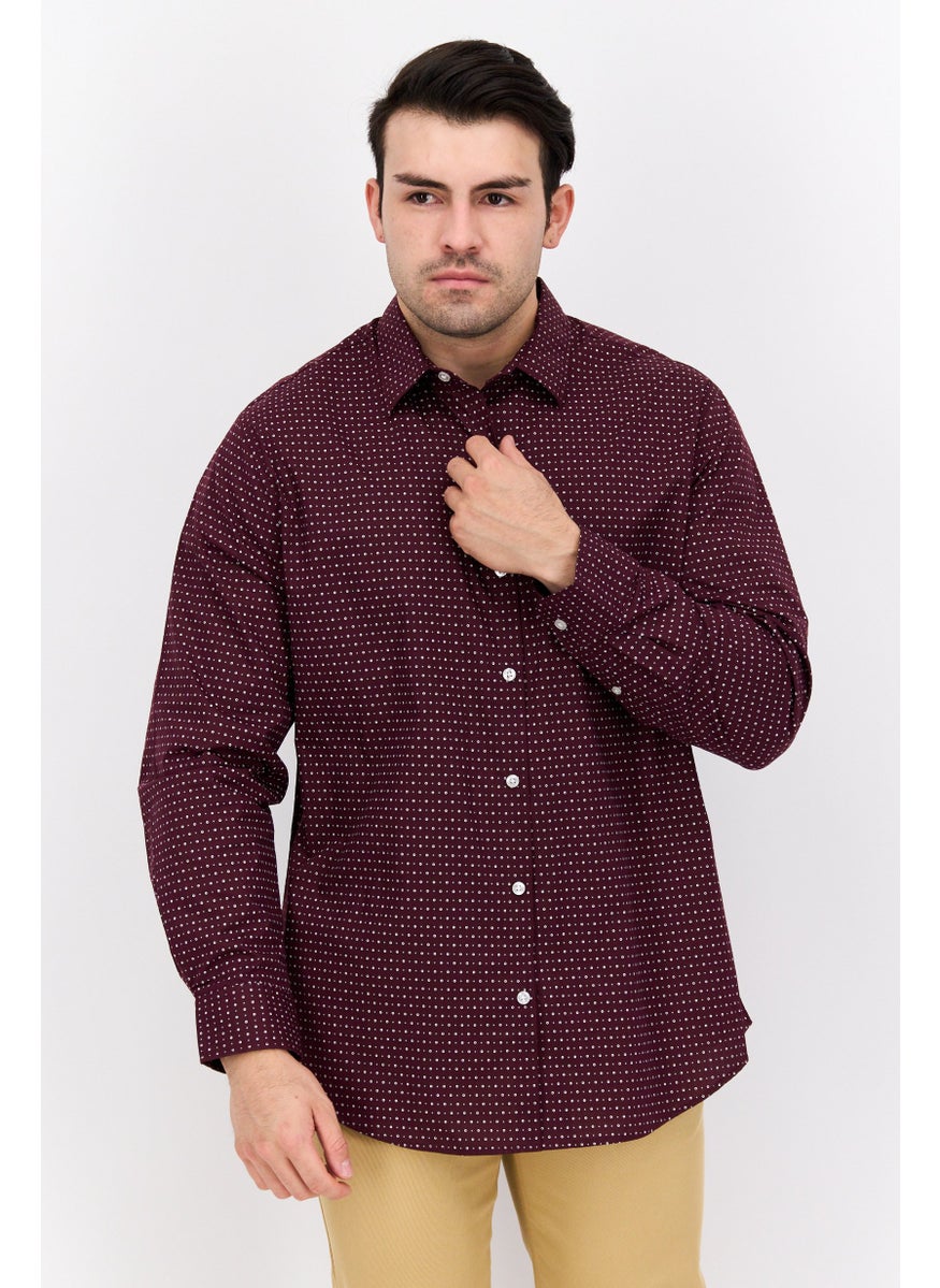 Men Regular Fit Microdot Long Sleeve Dress Shirt, Multicolor