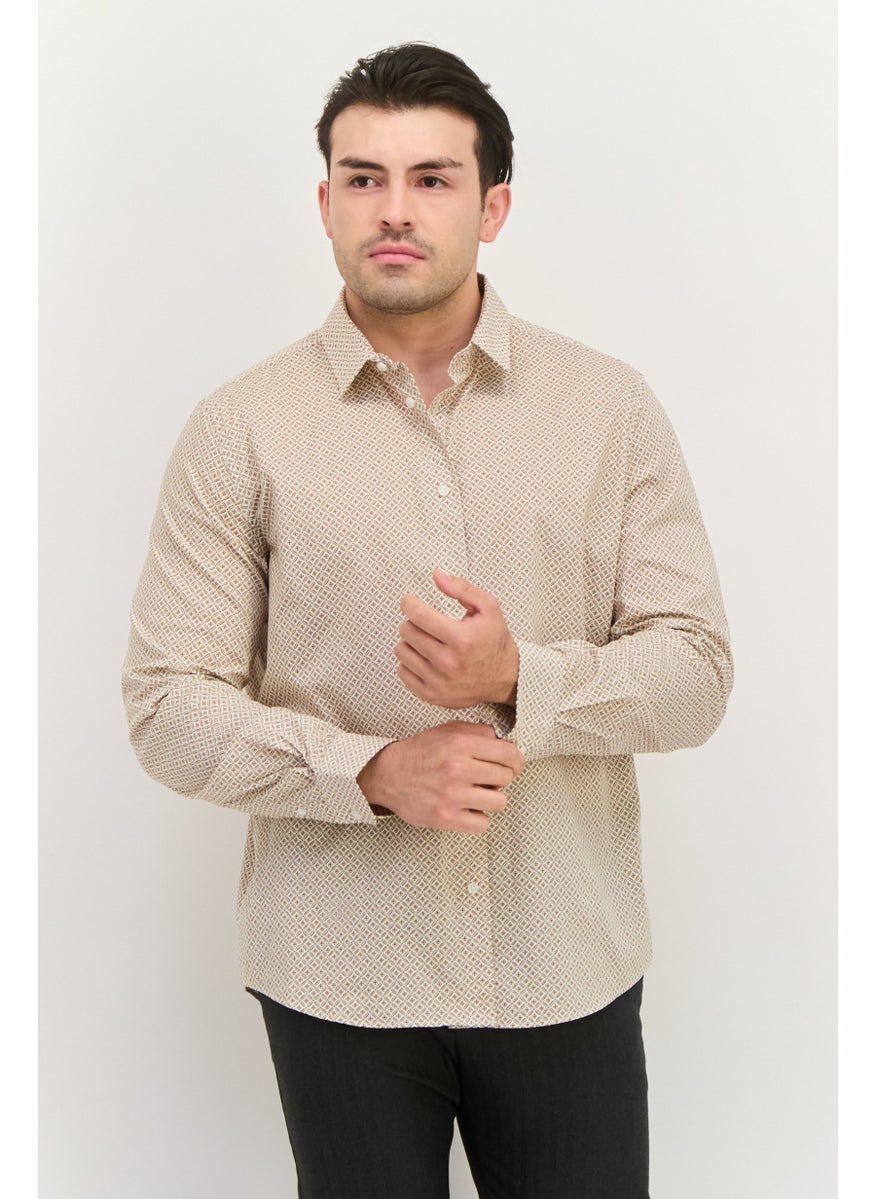 Men Regular Fit Allover Print Long Sleeves Casual Shirt, White