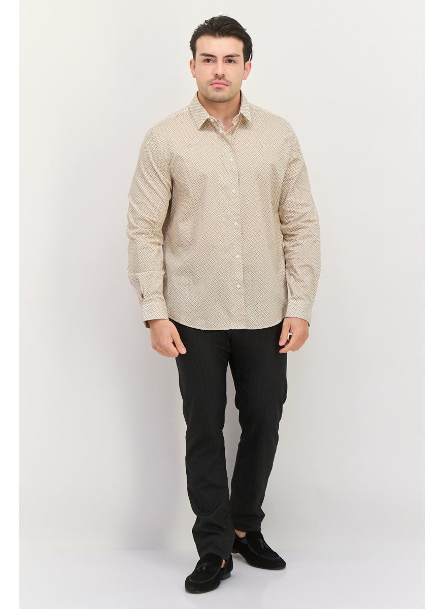 Men Regular Fit Allover Print Long Sleeves Casual Shirt, White