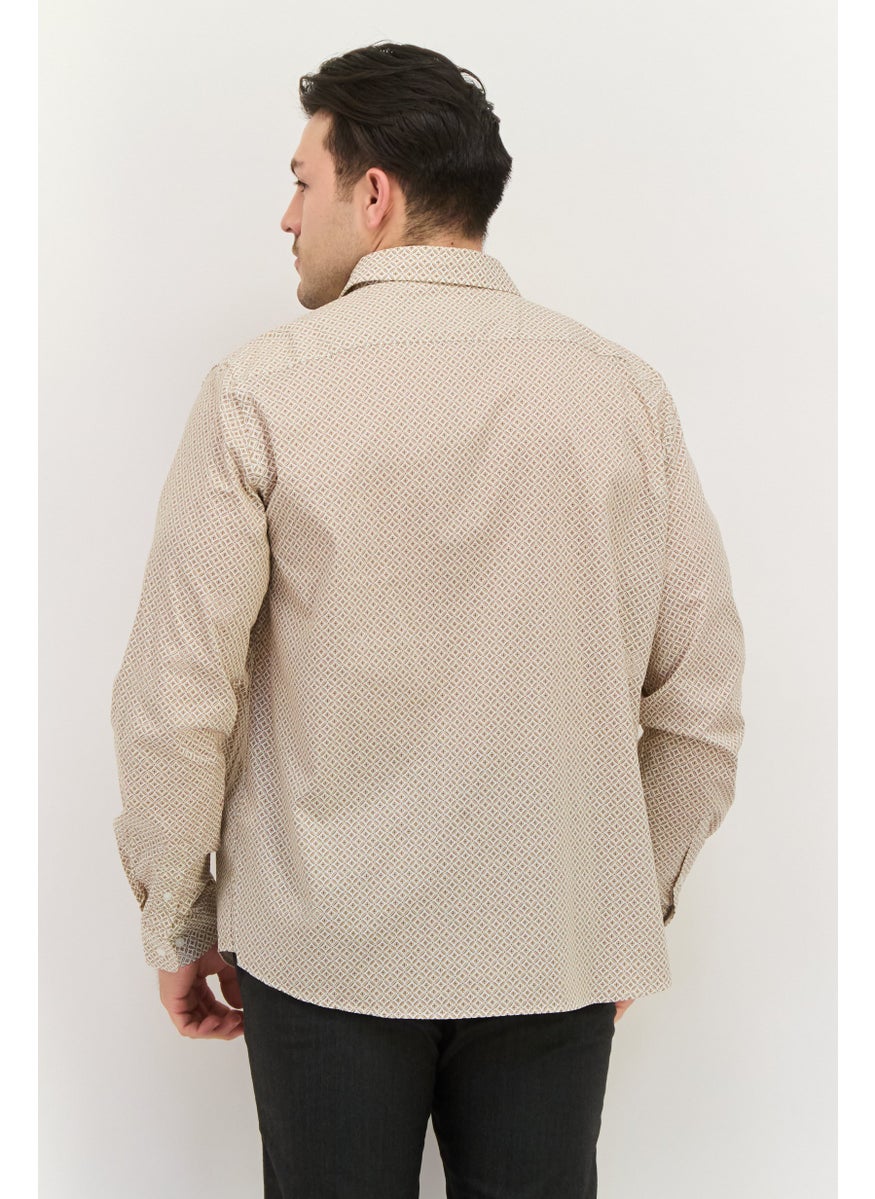Men Regular Fit Allover Print Long Sleeves Casual Shirt, White