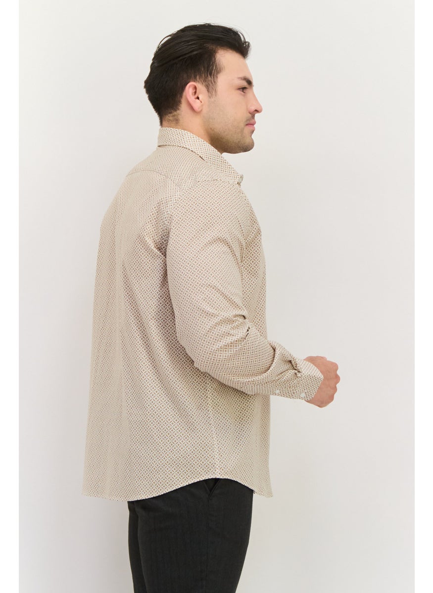 Men Regular Fit Allover Print Long Sleeves Casual Shirt, White