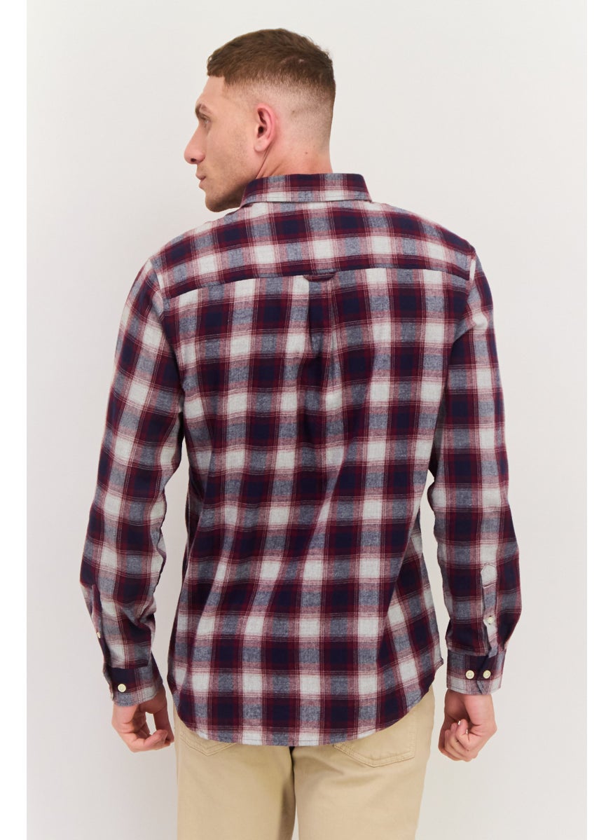 Men Regular Fit Checkered Long Sleeves Casual Shirt, Navy