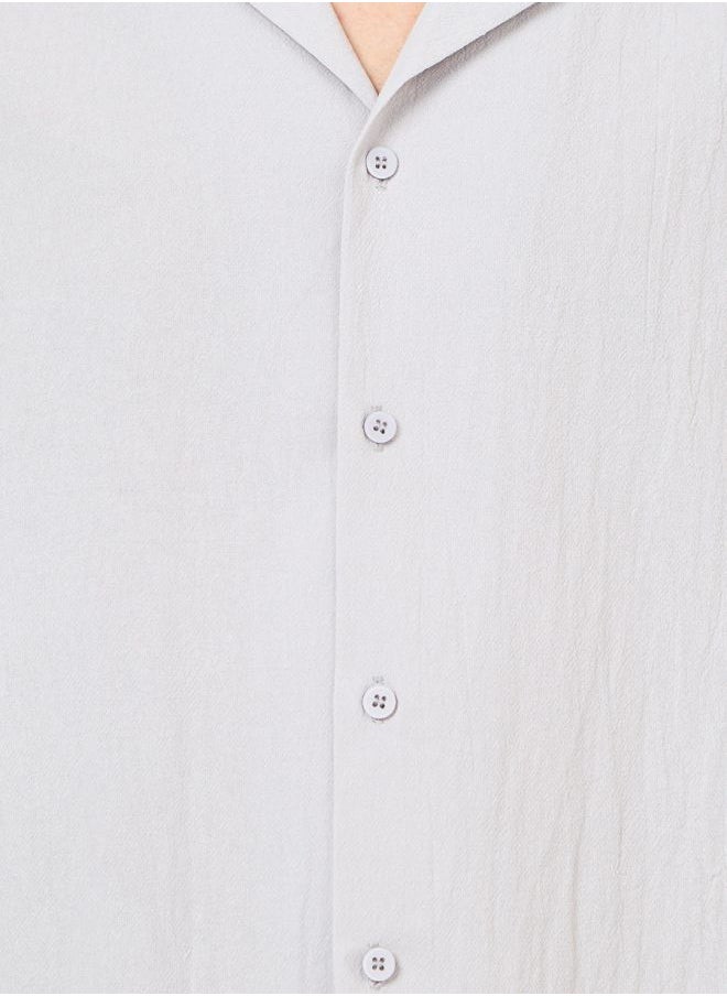 Cotton Textured Resort Collar Relaxed Shirt