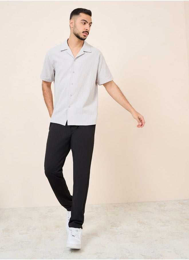 Cotton Textured Resort Collar Relaxed Shirt