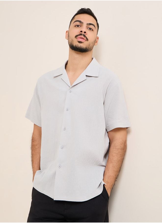 Cotton Textured Resort Collar Relaxed Shirt
