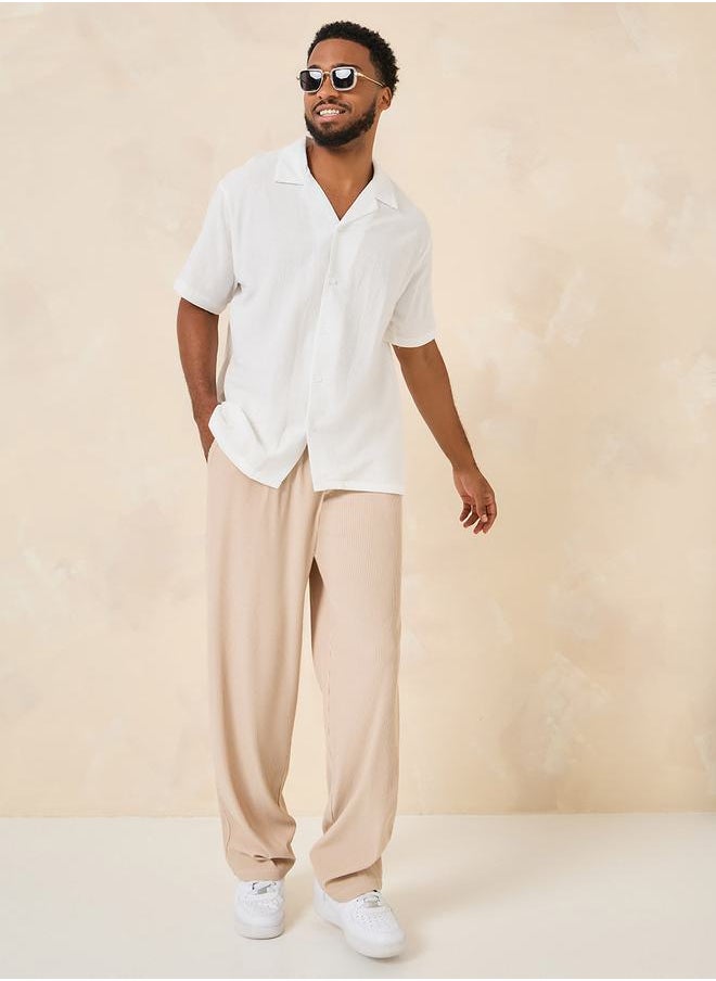 Cotton Textured Resort Collar Relaxed Shirt