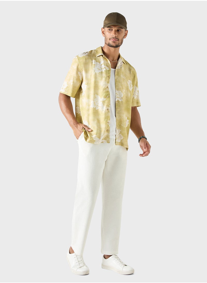 Iconic All-Over Print Shirt with Camp Collar and S