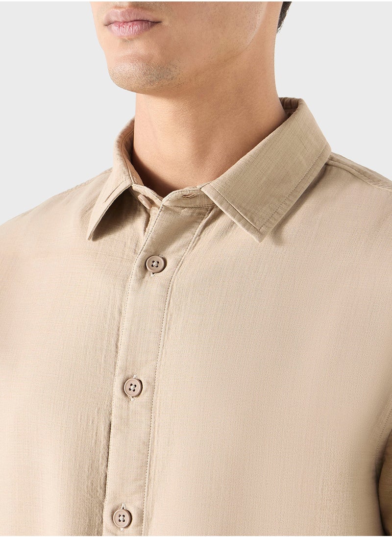 Iconic Textured Shirt with Short Sleeves