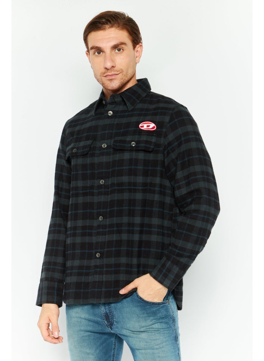 Men Regular Fit Checkered  Long Sleeves Casual Shirt, Black Combo