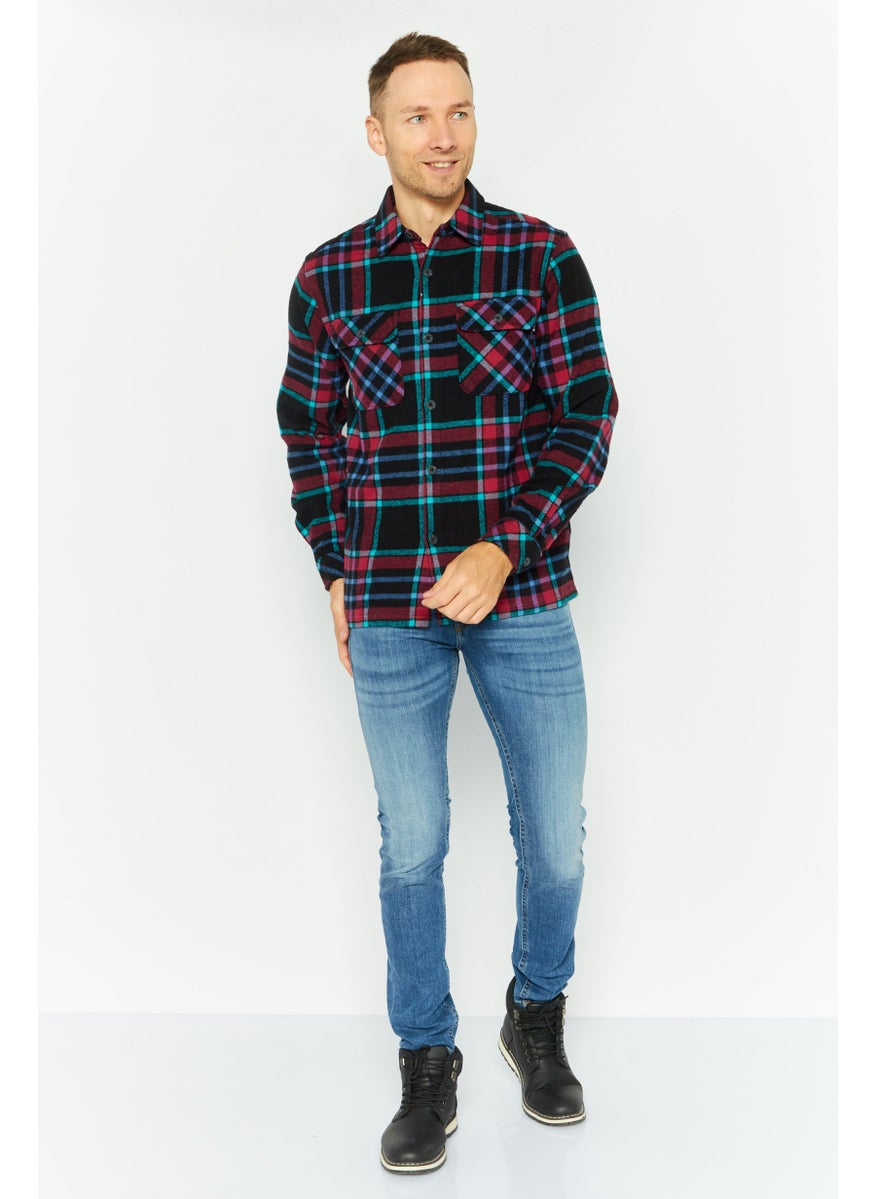 Men Regular Fit Plaid Long Sleeve Casual Shirts, Multicolor