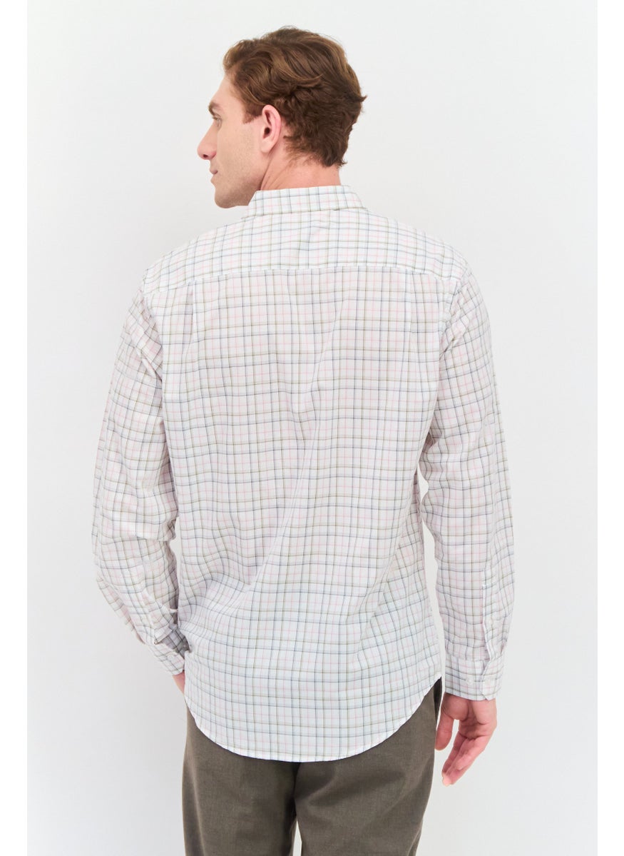 Men Regular Fit Plaid Long Sleeves Dress Shirt, Multicolor