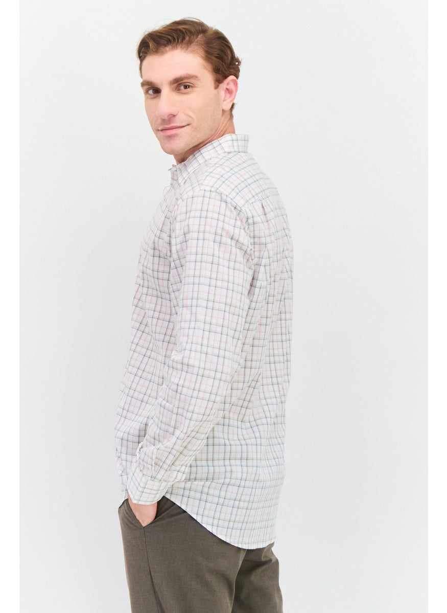 Men Regular Fit Plaid Long Sleeves Dress Shirt, Multicolor