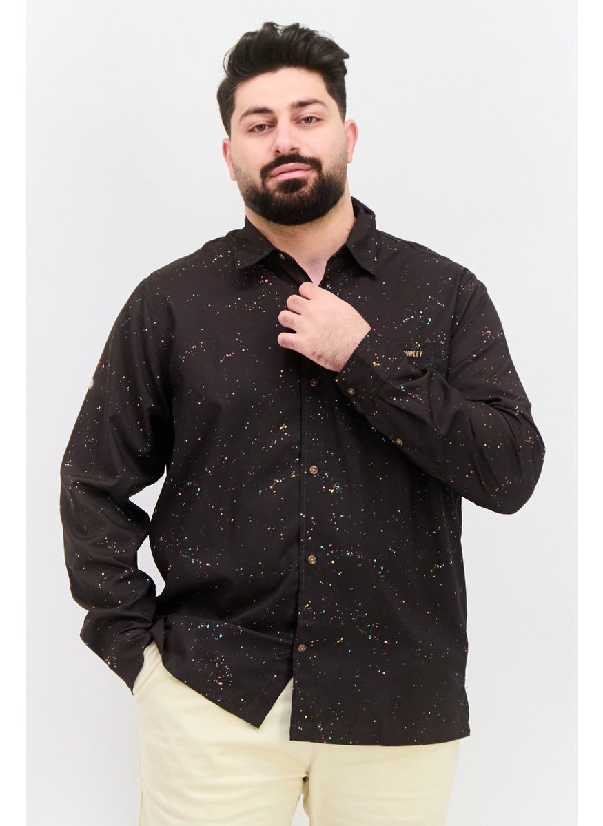 Men Regular Fit Long Sleeves Allover Print Casual Shirt, Brown Combo