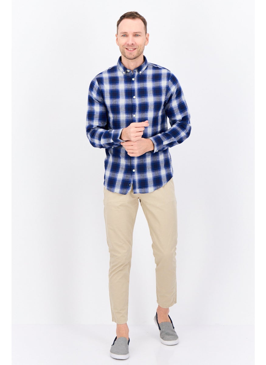 Men Regular Fit Checkered Long Sleeves Casual Shirt, Multicolor