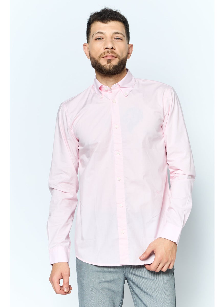 Men Regular Fit Solid Long Sleeves Casual Shirt, Pink
