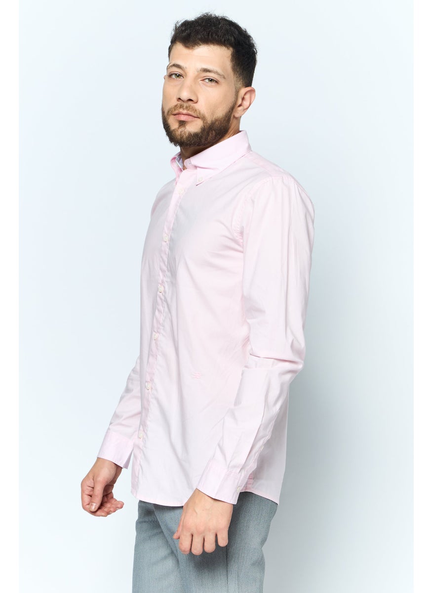 Men Regular Fit Solid Long Sleeves Casual Shirt, Pink