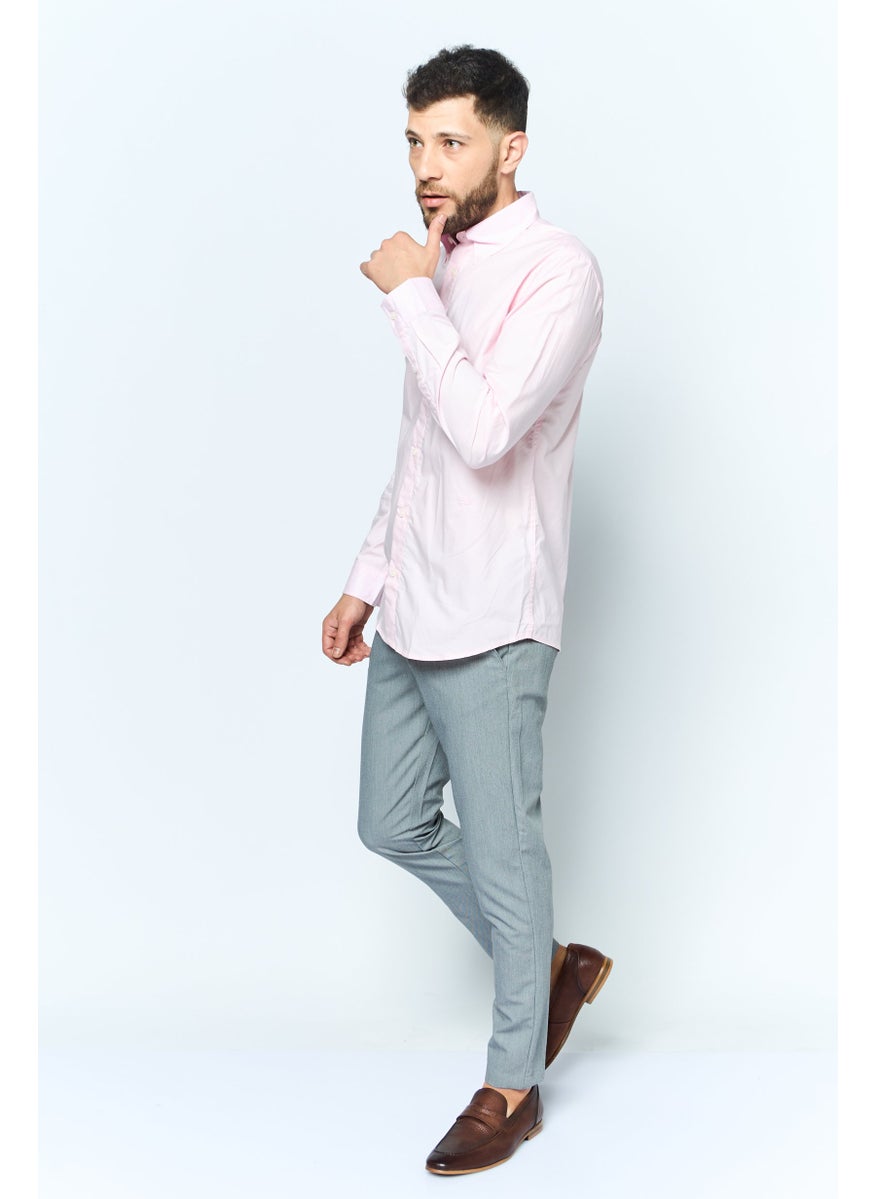 Men Regular Fit Solid Long Sleeves Casual Shirt, Pink