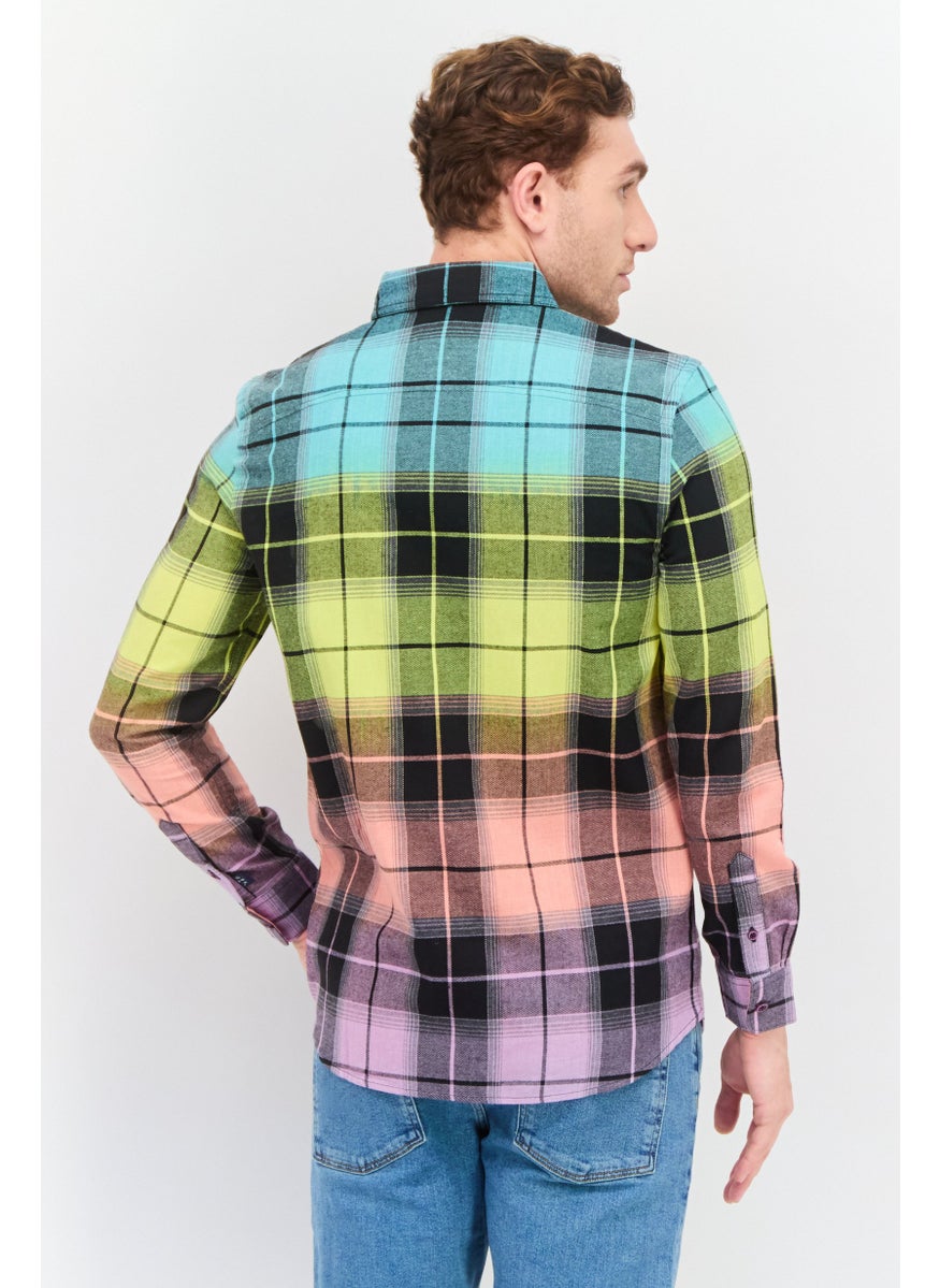 Men Regular Fit Checkered Long Sleeves Casual Shirt, Multicolor