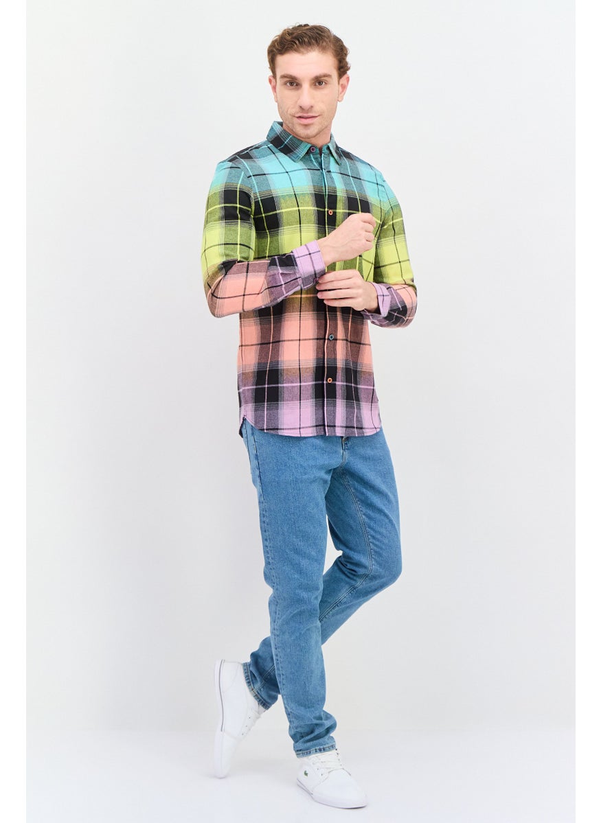 Men Regular Fit Checkered Long Sleeves Casual Shirt, Multicolor