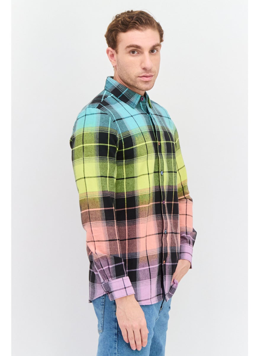 Men Regular Fit Checkered Long Sleeves Casual Shirt, Multicolor
