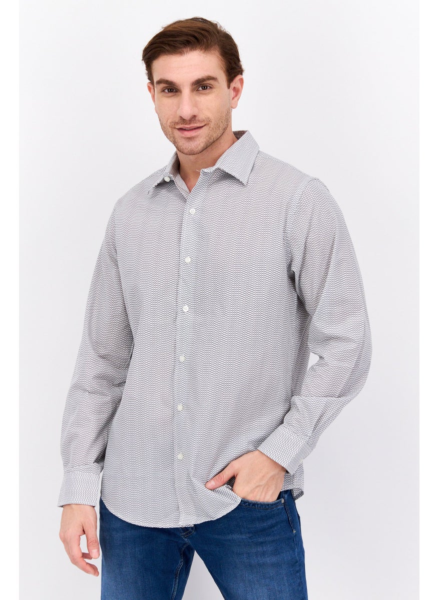 Men Regular Fit Long Sleeve Allover Print Dress Shirt, Multicolor
