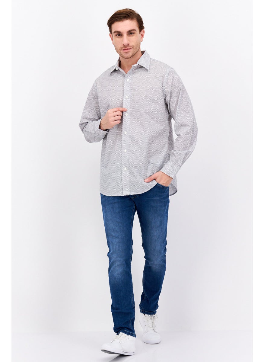 Men Regular Fit Long Sleeve Allover Print Dress Shirt, Multicolor