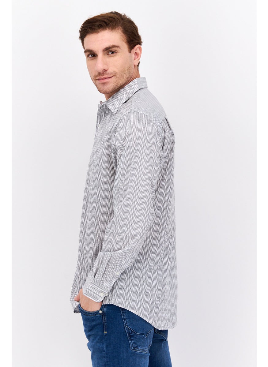 Men Regular Fit Long Sleeve Allover Print Dress Shirt, Multicolor
