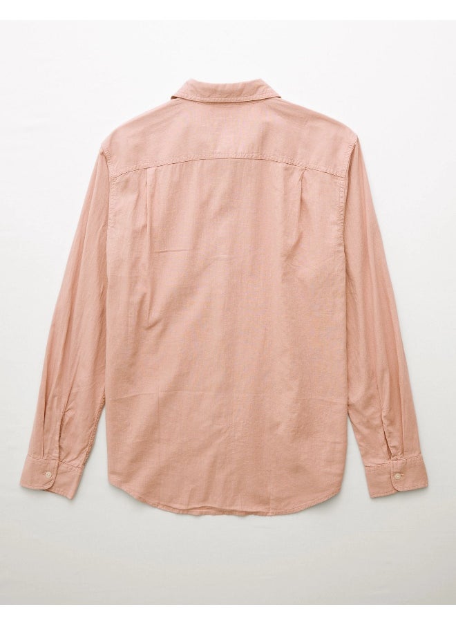 AE Long-Sleeve Linen-Blend Button-Up Shirt