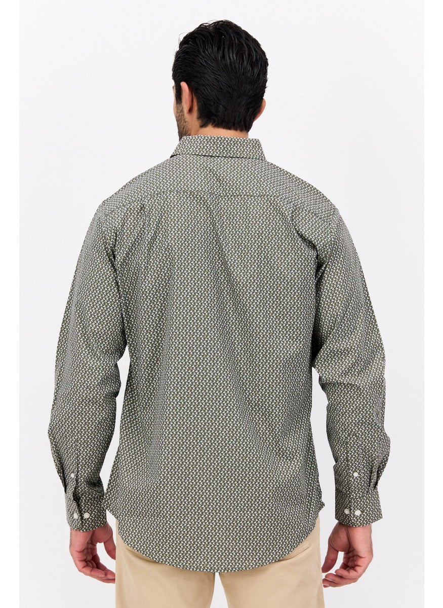 Men Regular Fit Long Sleeves Allover Printed Dress Shirt, Multicolor