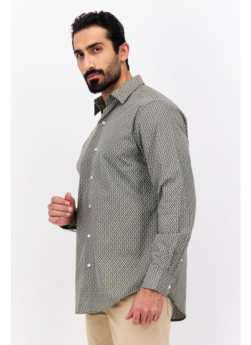 Men Regular Fit Long Sleeves Allover Printed Dress Shirt, Multicolor