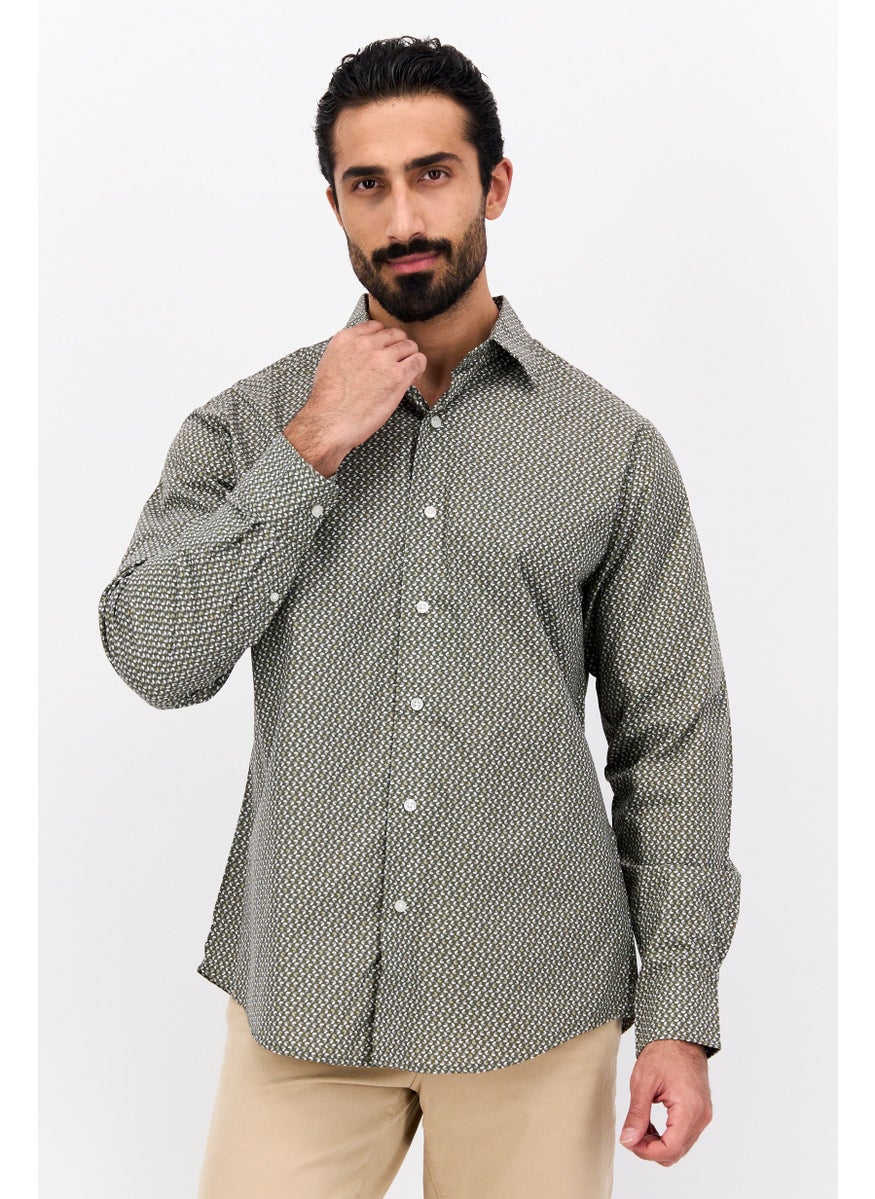 Men Regular Fit Long Sleeves Allover Printed Dress Shirt, Multicolor
