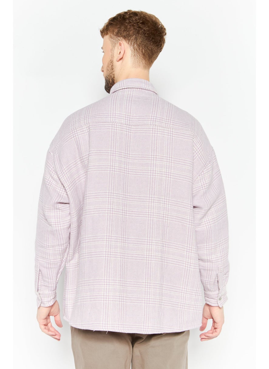 Men Regular Fit Graph Checkered Casual Shirt, Lilac