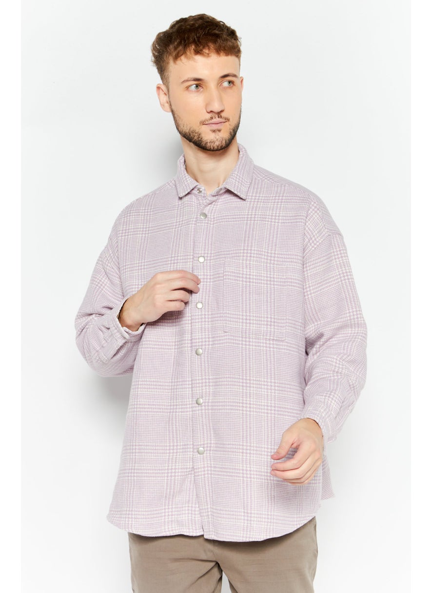 Men Regular Fit Graph Checkered Casual Shirt, Lilac