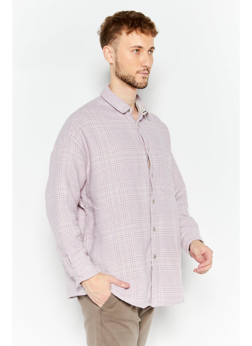 Men Regular Fit Graph Checkered Casual Shirt, Lilac