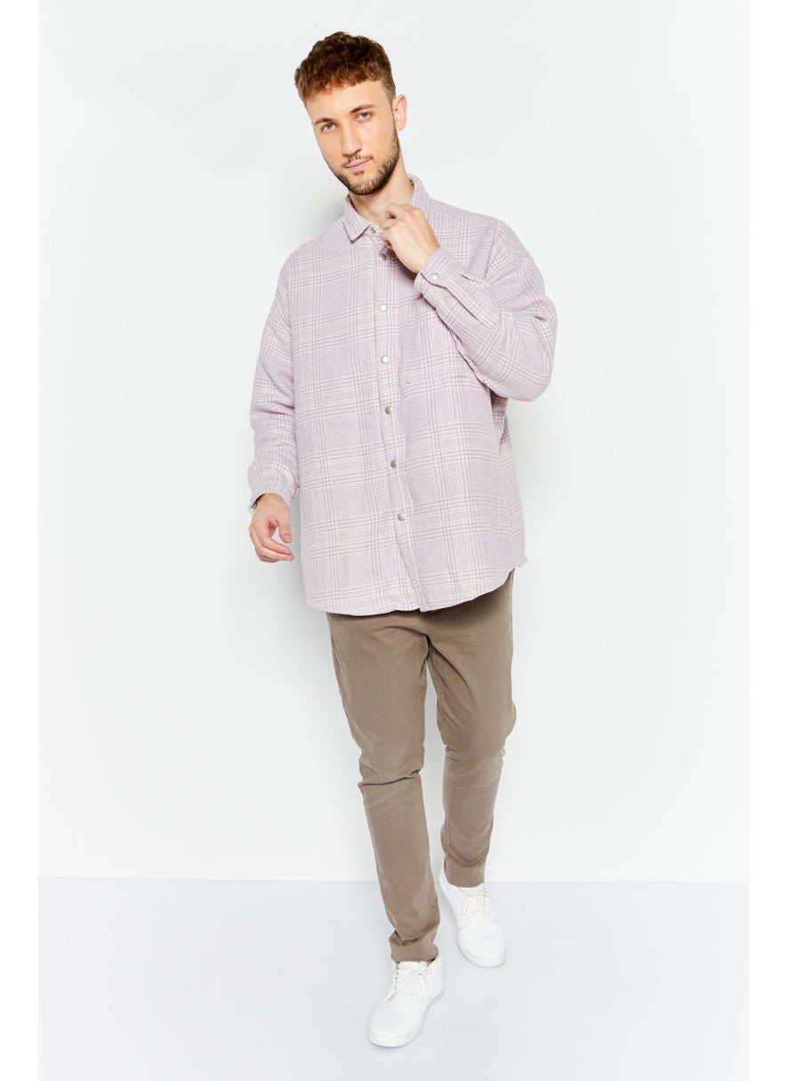 Men Regular Fit Graph Checkered Casual Shirt, Lilac