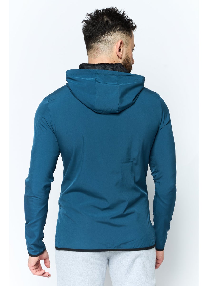 Men Sportswear Fit Long Sleeve Training Sweatshirts, Teal Blue