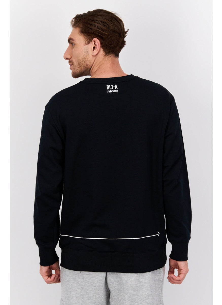 Men Sportwear Fit Graphic Print  Long Sleeves Outdoor Sweatshirt, Black