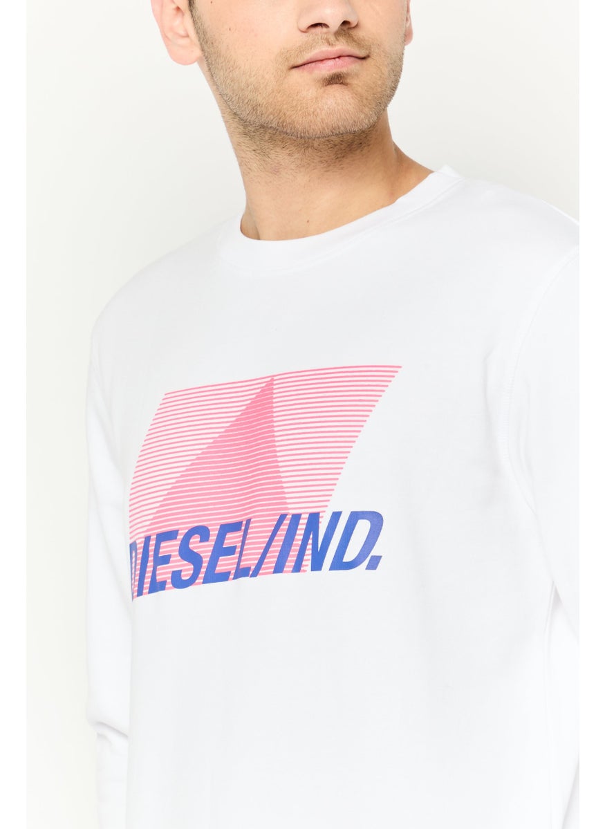 Men Crew Neck Graphic Print Long Sleeves Sweatshirt, White Combo