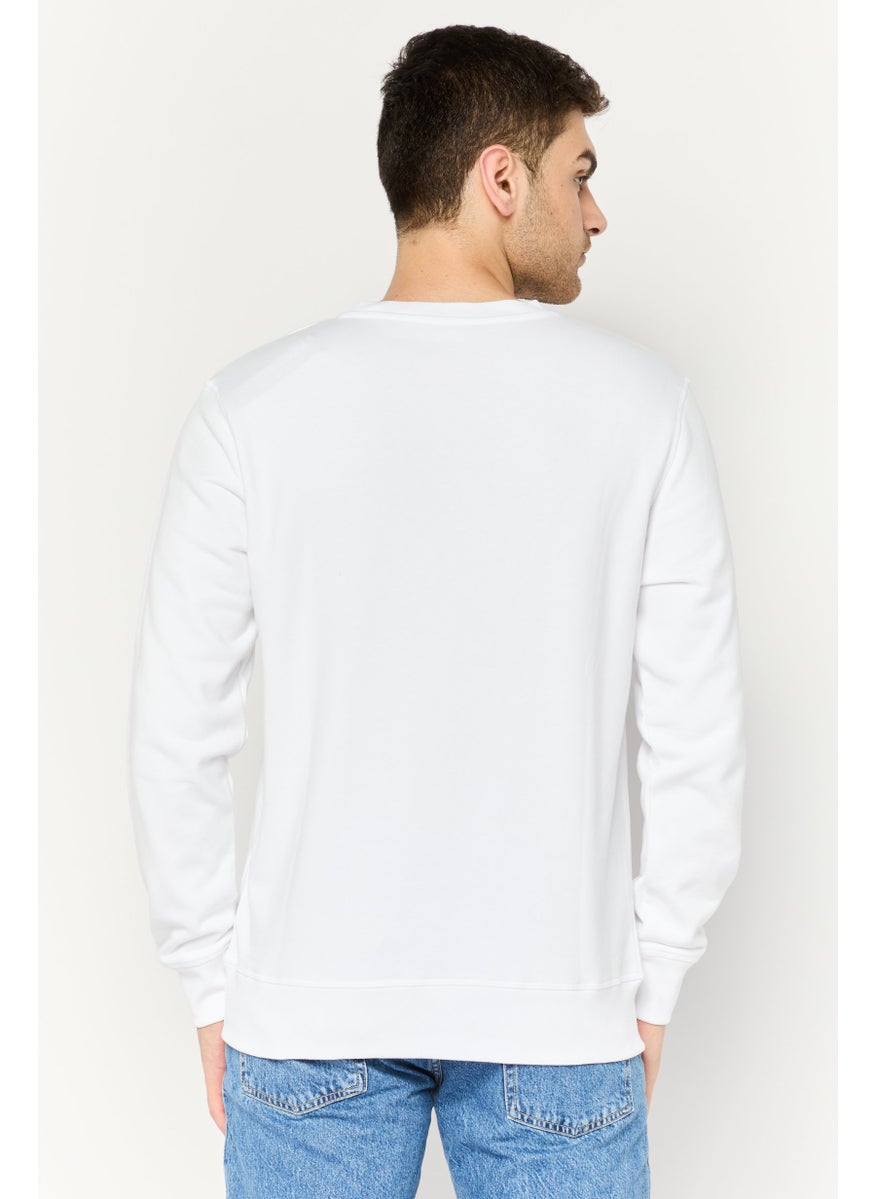 Men Crew Neck Graphic Print Long Sleeves Sweatshirt, White Combo