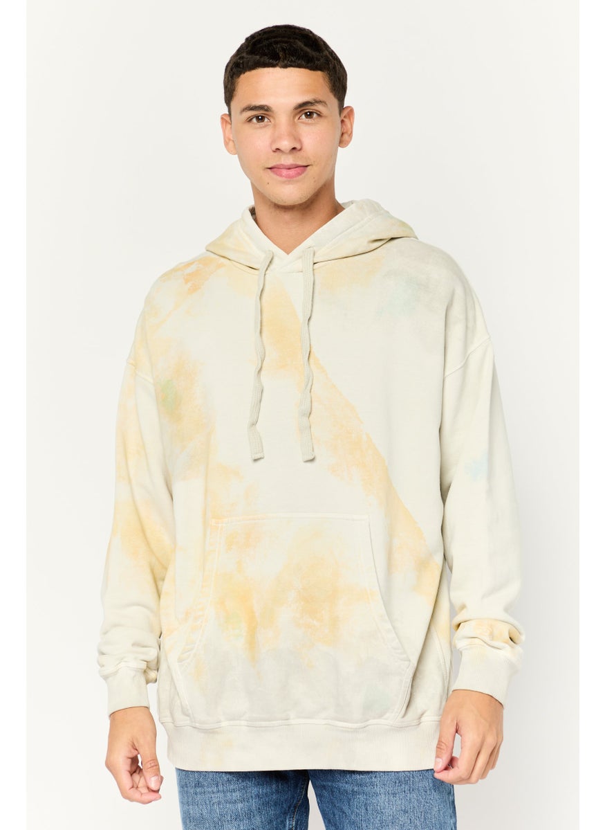 Men Hooded Tie Dye Sweatshirts, Light Grey