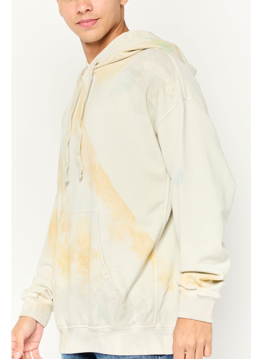 Men Hooded Tie Dye Sweatshirts, Light Grey