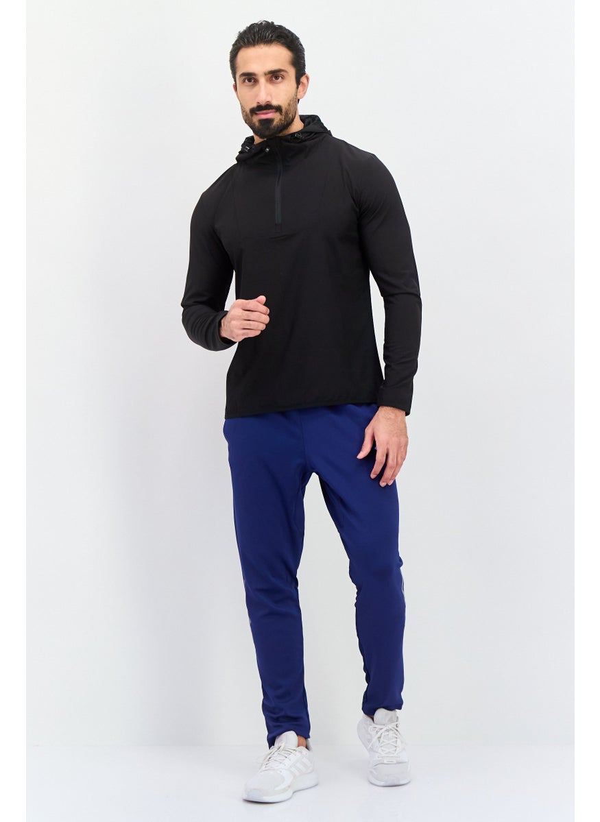 Men Brand Logo Long Sleeves Hoodies, Black