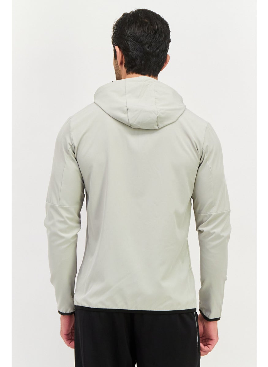 Men Sportswear Fit Long Sleeve Training Hoodies, Light Grey
