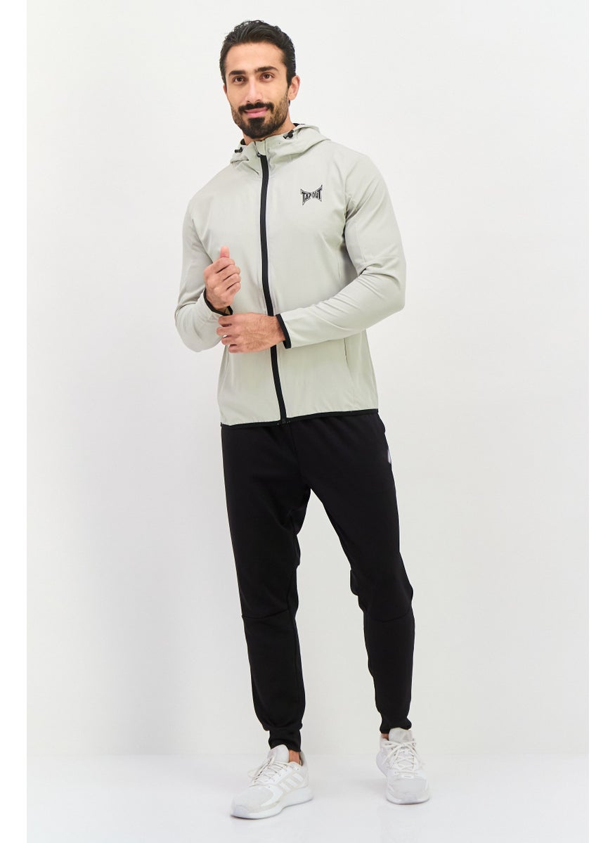 Men Sportswear Fit Long Sleeve Training Hoodies, Light Grey