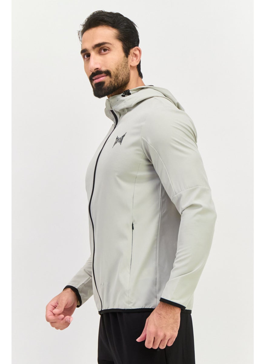 Men Sportswear Fit Long Sleeve Training Hoodies, Light Grey